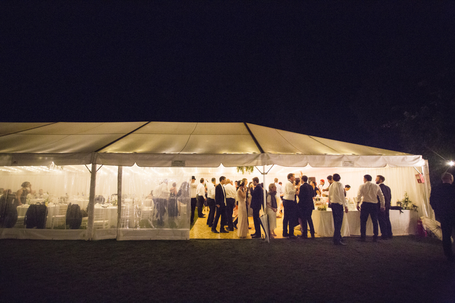 Guests enjoying an evening marquee event