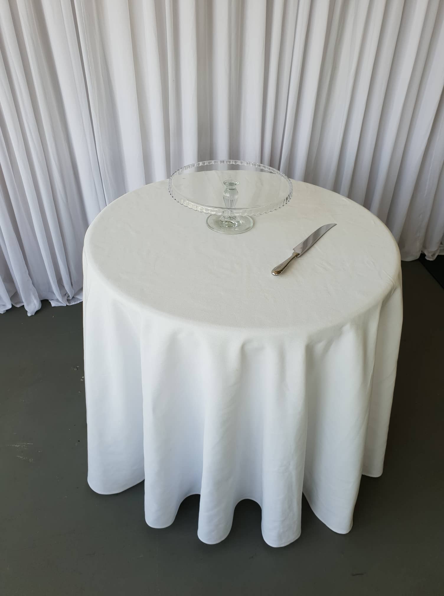 3 foot round table dressed as cake table
