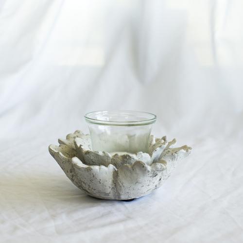 Antique White Stone Flower Tealights